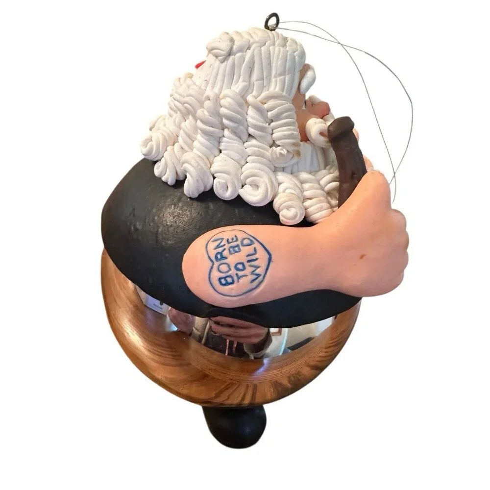 Dept 56 Christmas Santa Biker Round Ornament Tattoo VTG Born to Be Wild 18447 6